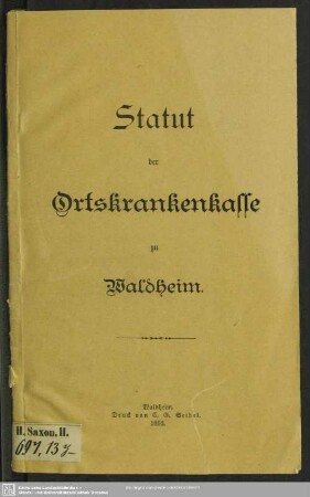 Nachtr. 1: Statut der Ortskrankenkasse zu Waldheim