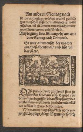 Außlegung des Evangelii am andern Sontag nach Trinitatis.