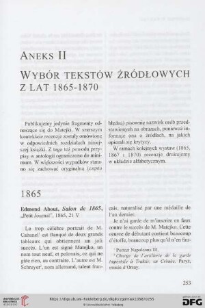 Aneks II - Wybór tekstów źródłowych z lat 1865-1870