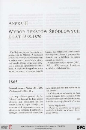 Aneks II - Wybór tekstów źródłowych z lat 1865-1870