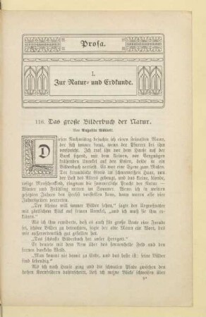 I. Zur Natur- und Erdkunde