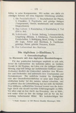 1. Gesundheitspflege in Harmonie mit den täglichen Mondstellungen.