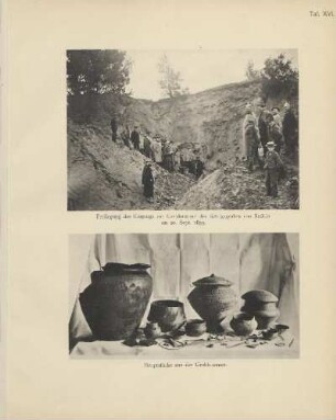 Freilegung des Eingangs zur Grabkammer des Königsgrabes von Seddin am 20. Sept. 1899 ; Hauptstücke aus der Grabkammer