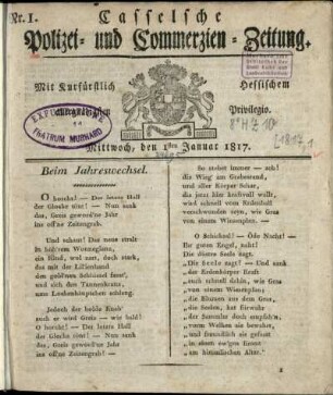 Nr. 1, Mittwoch, den 1sten Januar 1817