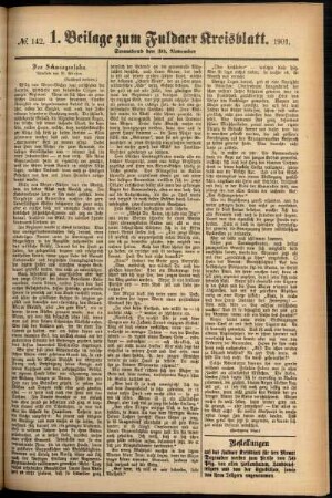 Zweite Ausgabe vom Samstag, den 30. November 1901.