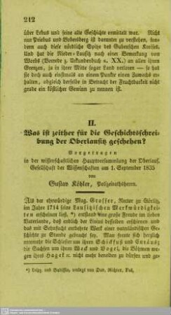 Was ist zeither für die Geschichtsschreibung der Oberlausitz geschehen?