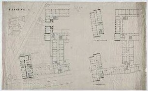 Wettbewerb Rathaus Neukölln (nicht realisiert), 2. Preis – Fassung I: Grundrisse EG, 1. OG, 2.-11. OG. Berlin-Neukölln, Karl-Marx-Straße 83