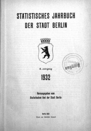 8.1932: Statistisches Jahrbuch der Stadt Berlin