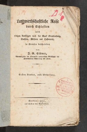 Landwirthschaftliche Reise durch Schlesien. 1,Abt.1