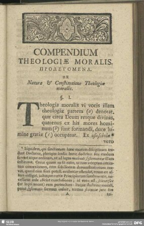 Prolegomena De Natura & Constitutione Theologiae moralis
