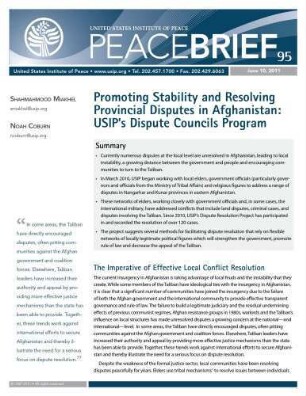 Promoting stability and resolving provincial disputes in Afghanistan