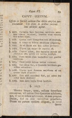 59-69, Caput Sextum. Officia ex speciali caritate Deo debita amplius pertractantur.