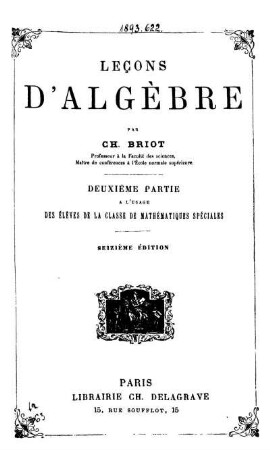 Partie 2: Leçons d'algèbre. Deuxième Partie