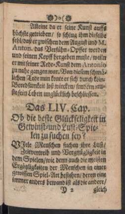 Das LIV. Cap. Ob die beste Glückseligkeit in Gewinst- und Luft-Spielen zu suchen sey?