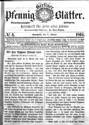 No. 6, Sonnabend, den 6. Februar 1865