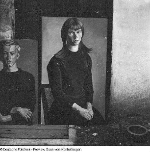 Porträt - Verschiedenes (Kurt Querner beim Malen im Atelier, Bilder Querners)