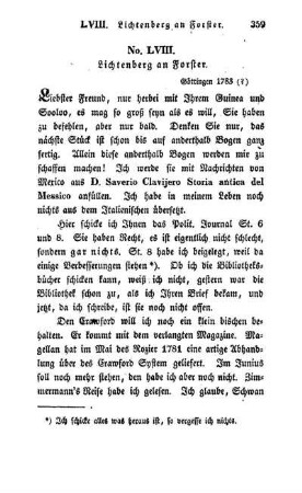 No. LVIII. Lichtenberg an Forster