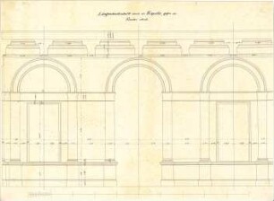 Gärtner, Friedrich von; Athen (Griechenland); Königliche Residenz (Athener Schloss) - Kapelle (Längsschnitt)