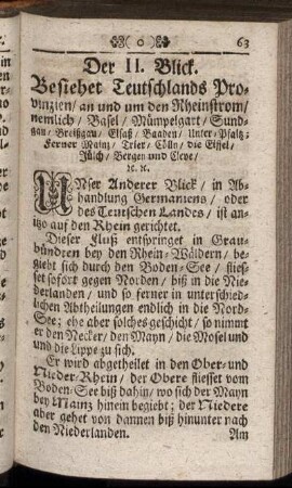 Der II. Blick. Besiehet Teutschlands Provinzien / an und um den Rheinstrom / [...]