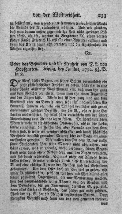Ueber das Besondere und die Neuheit.
