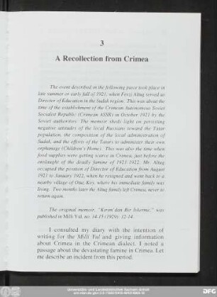 3 A Recollection from Crimea