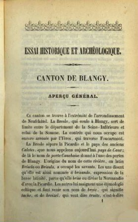 Essai historique et archéologique sur le canton de Blangy