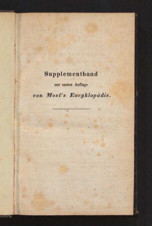Suppl.: Encyklopädie der gesammten medicinischen und chirurgischen Praxis, mit Einschluss der Geburtshülfe und der Augenheilkunde