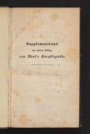 Suppl.: Encyklopädie der gesammten medicinischen und chirurgischen Praxis, mit Einschluss der Geburtshülfe und der Augenheilkunde