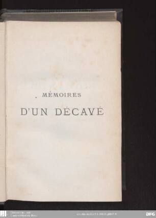 Mémoires d'un décavé