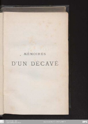 Mémoires d'un décavé