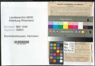 Entnazifizierung Hermann Dommershausen , geb. 11.05.1911 (Berufsberater)
