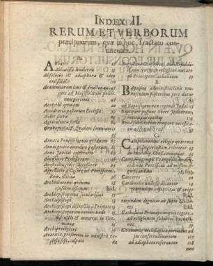 Index II. Rerum Et Verborum præcipuorum, quæ in hoc Tractatu continentur.
