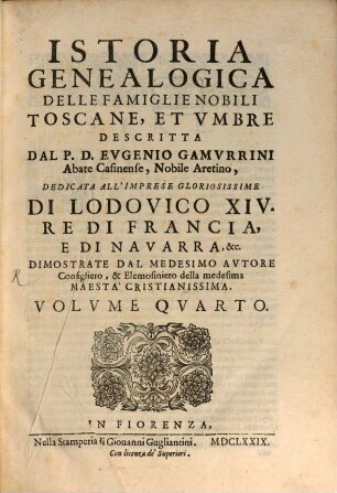 Istoria genealogica delle famiglie nobili Toscane et Umbre. 4