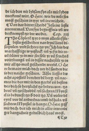 Van dat bitter scheiden Jesu int leste avenntmail ... Cap. xxi