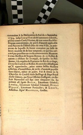 Sur ce qui a ́eté remontré par le Procureur du Roi du Bailliage Royal de Chinon en la Chambre du Conseil, dudit Bailliage ...