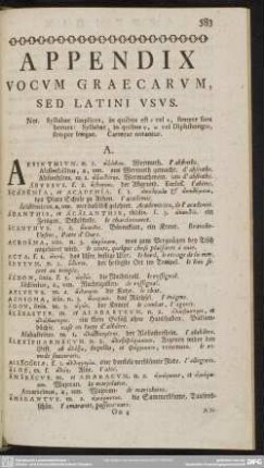 Appendix Vocum Graecarum, Sed Latini Usus
