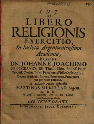 De Libero Religionis Exercitio
