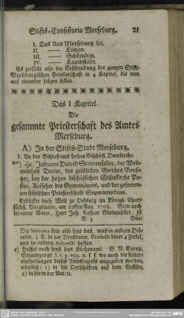 Das I Kapitel. Die gesammte Priesterschaft des Amtes Merseburg