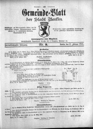 1921,9: Nr. 9, 27. Februar 1921