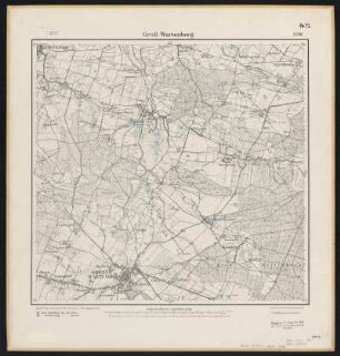 Messtischblatt [4672] = 2710 : Groß Wartenberg, heute Syców, Polen, 1918 : Messtischblatt [4672] = 2710 : Groß Wartenberg. - Aufn. 1885, hrsg. 1887, Auflagedruck 1918. - [Berlin] : Reichsamt für Landesaufnahme, 1918. - 1 Kt. : zweifarbig. - Ohne Gitternetz. - Ohne Planzeiger. - Ohne Zeichenerklärung.