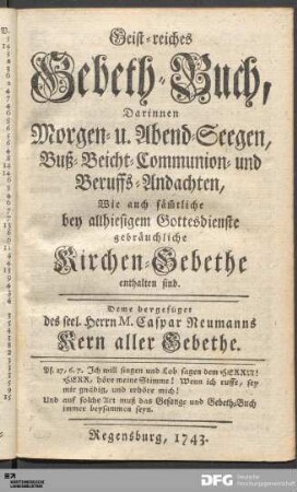 Geist-reiches Gebeth-Buch [...].