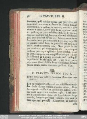 XIII. C. Plinius Prisco Suo S. Prisco copiarum rectori Voconium Romanum commendat.