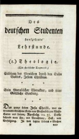 Des deutschen Studenten funfzehnte Lehrstunde
