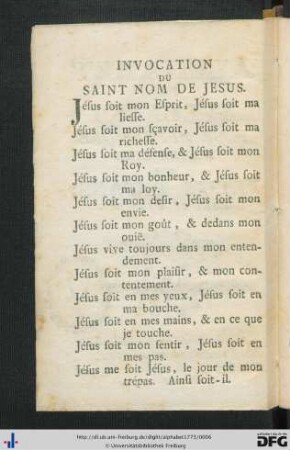 Invocation Du Saint Nom De Jesus.