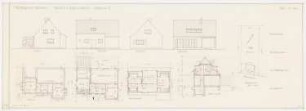 Wohnhaus Liebert, Berlin-Lichtenrade: Lageplan 1:500, Grundriss Keller-, Erd-, Dachgeschoss, Ansichten, Schnitt 1:100