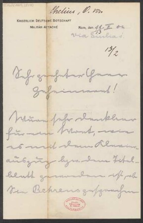 Brief an Ludwig Strecker  und B. Schott's Söhne : 11.02.1904