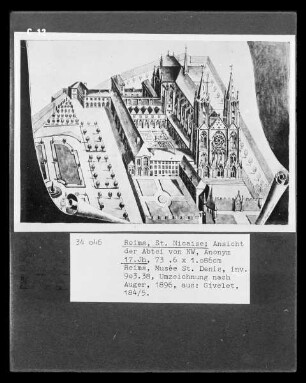 Ansicht der Abtei Saint-Nicaise zu Reims, von Nordwesten