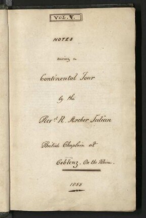 Tagebuch während einer Rheinreise von September bis Dezember 1855.