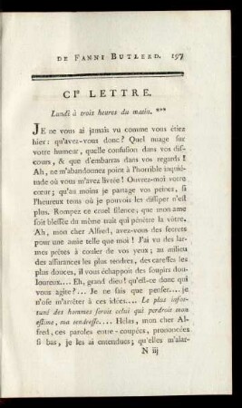 CIe Lettre. Lundi à trois heures du matin.***