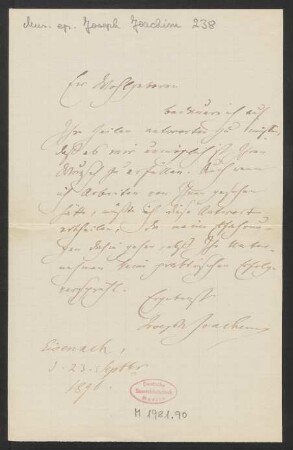 Brief an Unbekannt : 23.09.1896